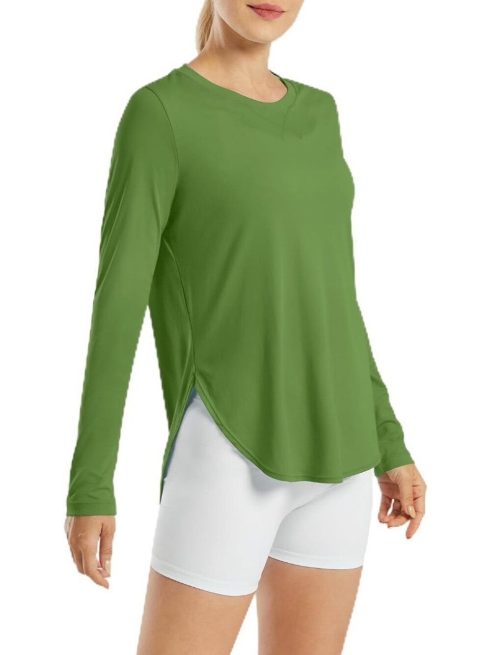 Women Army Green UPF 50+ UV Shirt Long Sleeve Workout Yoga Sun Top Quick Dry Gym